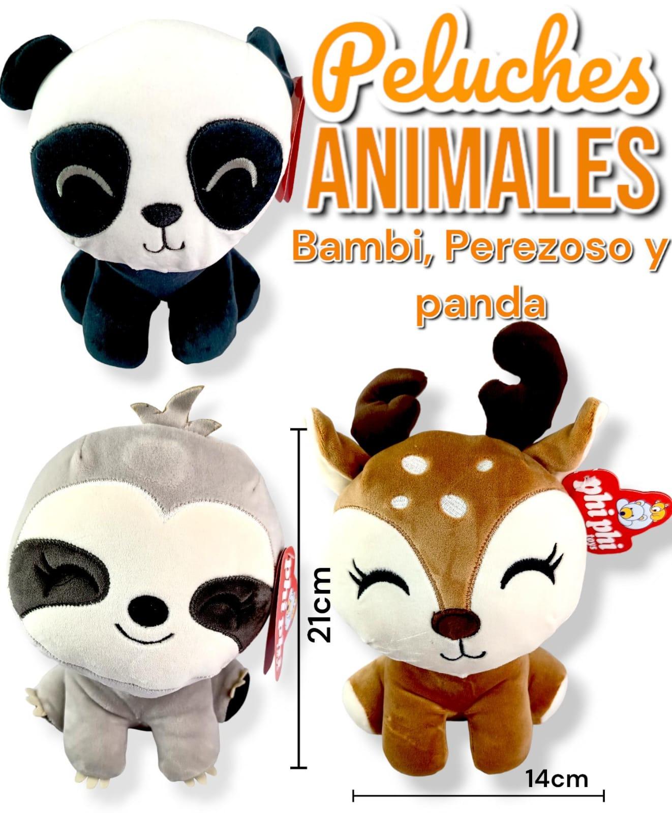 Peluche spandex Animales Bambi Perezoso y Panda 21cm